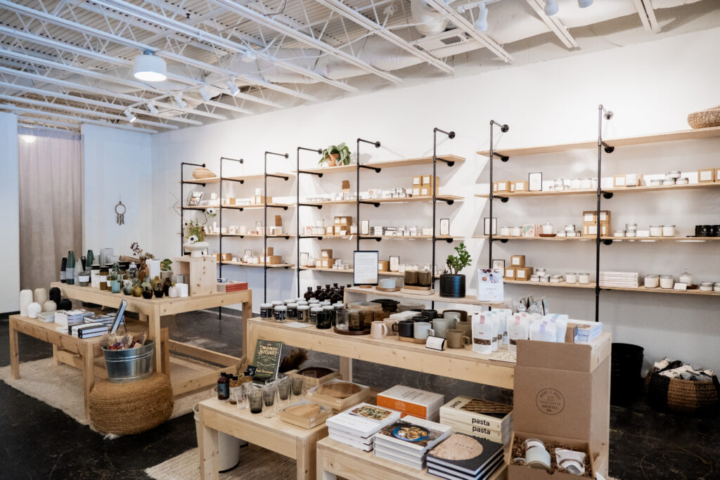 Inside WEST + PEAK. Candle shop in Roswell, Georgia